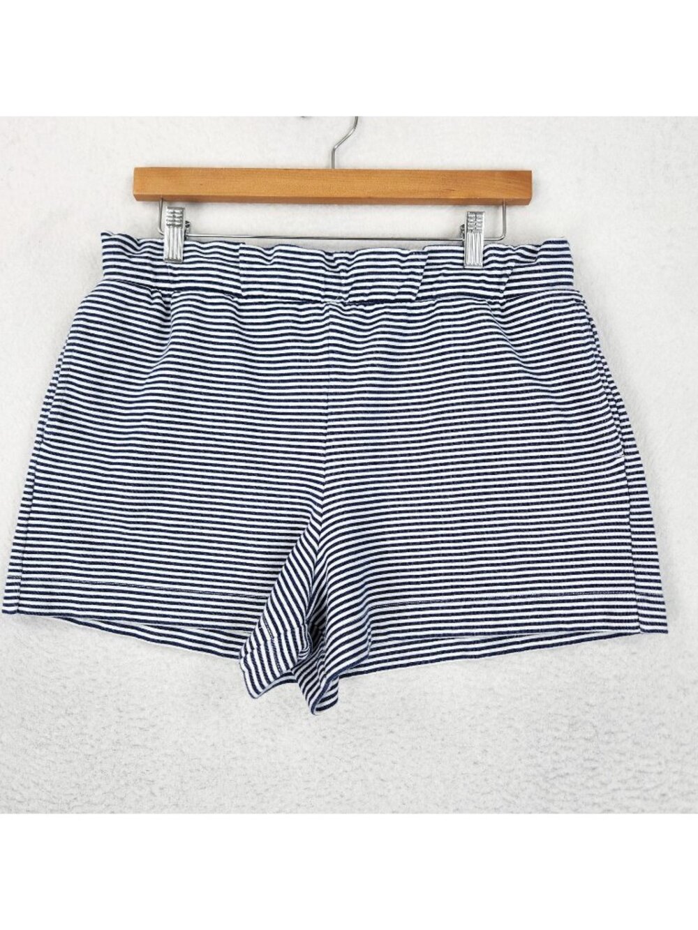 J Crew Shorts Womens Medium Blue Striped Sweat Elastic Waist Casual Summer